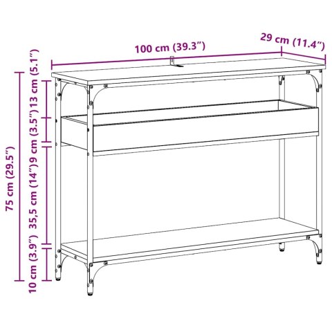 VidaXL Konsola Czarny dąb 100 x 29 x 75 cm Materiał drewnopochodny