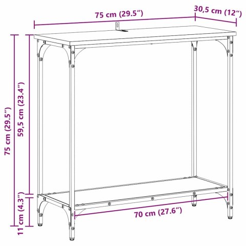 VidaXL Konsola dąb artisan 75 x 30.5 x 75 cm Materiał drewnopochodny