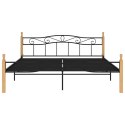 RAMA ŁÓŻKA CZARNY METAL I LITE DREWNO DĘBOWE 200X200CM