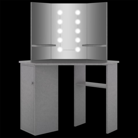 TOALETKA NAROŻNA Z LED SZAROŚĆ BETONU 111X 54X 141,5CM