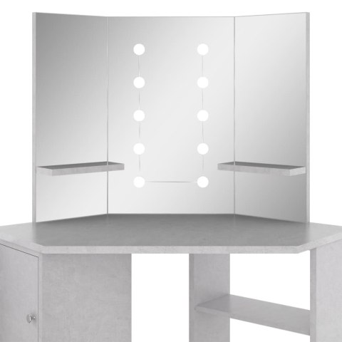 TOALETKA NAROŻNA Z LED SZAROŚĆ BETONU 111X 54X 141,5CM