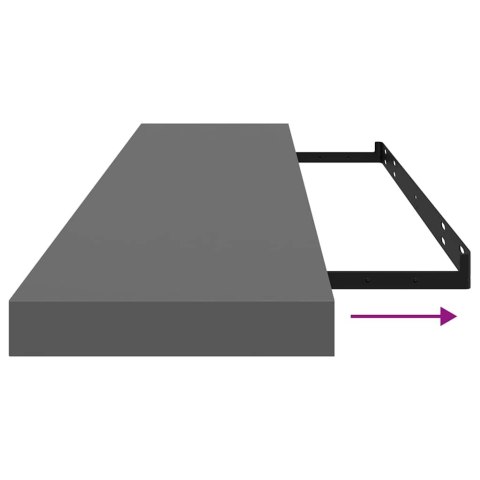PÓŁKI ŚCIENNE 4 SZT. POŁYSK SZARE 120X23,5X3,8CM