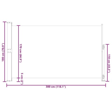 ZWIJANA MARKIZA BOCZNA NA TARAS 180X300CM SZARA