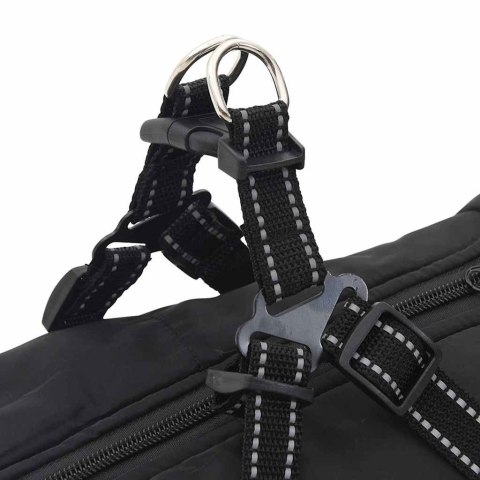 VidaXL Kurtka dla Psa z uprzężą Czarny 4XL Runo i poliester