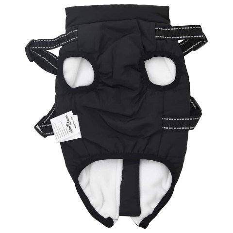 VidaXL Kurtka dla Psa z uprzężą Czarny M Runo i poliester