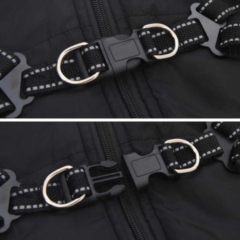 VidaXL Kurtka dla Psa z uprzężą Czarny S Runo i poliester