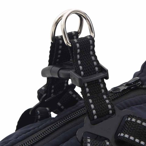 VidaXL Kurtka dla Psa z uprzężą Granatowy L Runo i poliester