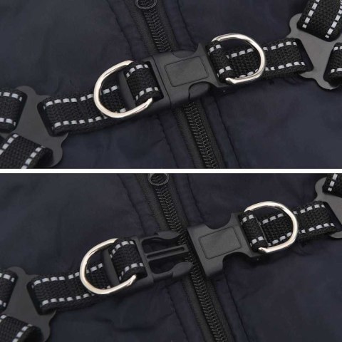 VidaXL Kurtka dla Psa z uprzężą Granatowy M Runo i poliester