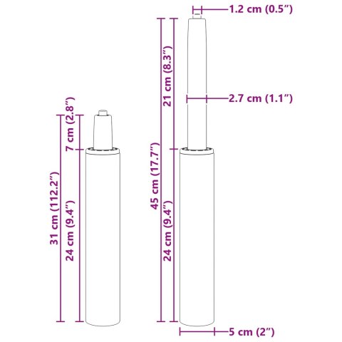 CYLINDER GAZOWY DO KRZESŁA BIUROWEGO CZARNY 14CM ŻELAZO