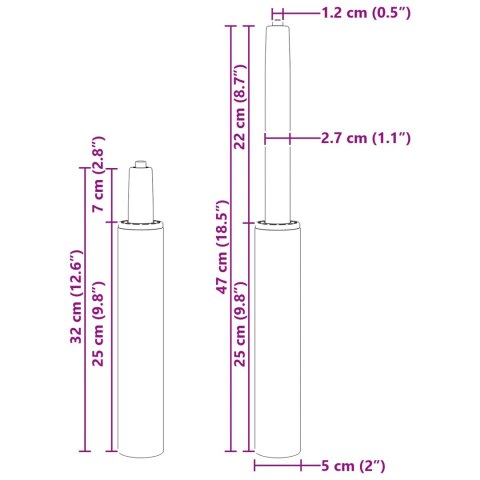 CYLINDER GAZOWY DO KRZESŁA BIUROWEGO CZARNY 15,5CM ŻELAZO