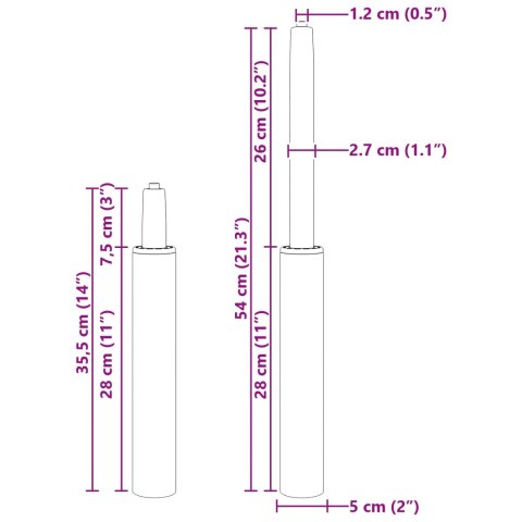 CYLINDER GAZOWY DO KRZESŁA BIUROWEGO CHROM 18,5CM ŻELAZO