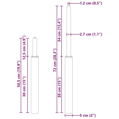 CYLINDER GAZOWY DO KRZESŁA BIUROWEGO CHROM 21,5CM ŻELAZO