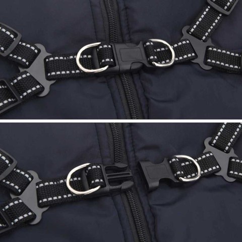 VidaXL Kurtka dla Psa z uprzężą Granatowy 5XL Runo i poliester