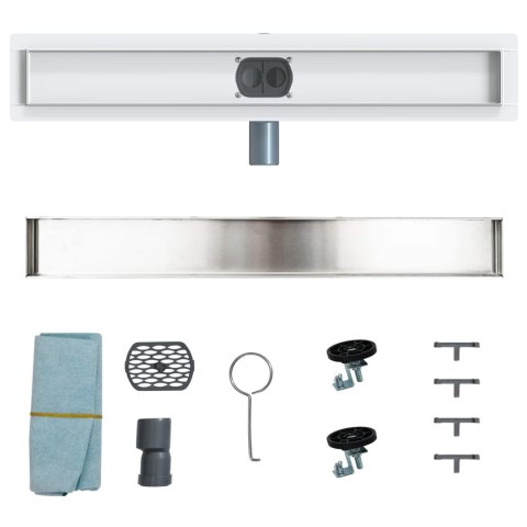 ODPŁYW PRYSZNICOWY2W1 Z SYFONEM 360° SREBRNY 60CM