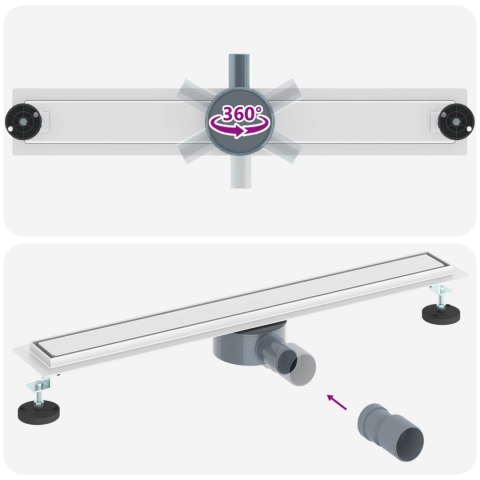 ODPŁYW PRYSZNICOWY2W1 Z SYFONEM 360° SREBRNY 70CM