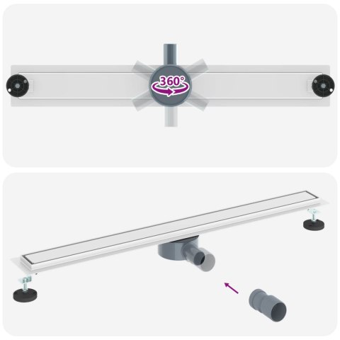 ODPŁYW PRYSZNICOWY2W1 Z SYFONEM 360° SREBRNY 90CM