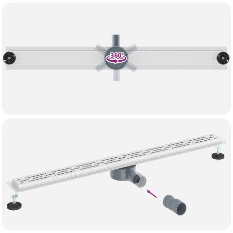 VidaXL Odpływ prysznicowy 362 stopni z designem linii Srebrny 100 cm