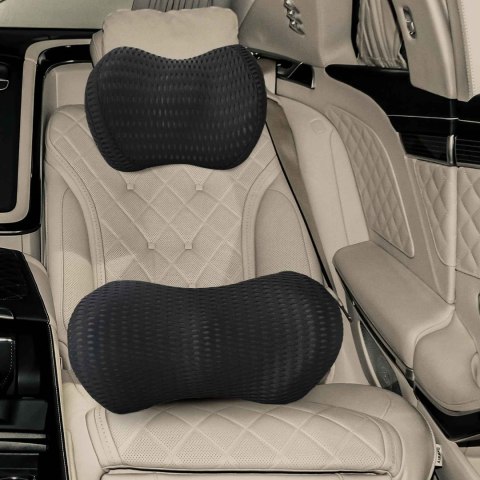 PODUSZKA Z PODUSZKĄ Z REGULACJĄ 2 SZT CZARNY 4D SIATECZKA