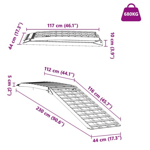 RAMPA ZAŁADUNKOWA SREBRNY 230X44X13CM ALUMINIUM