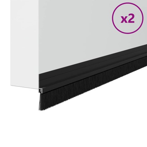 VidaXL Szczotki uszczelniające do drzwi samoprzylepne 2 pcs Czarny