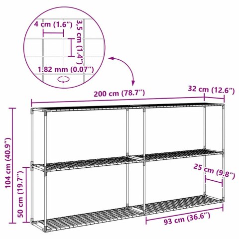 3-POZIOMOWY STOJAK NA ROŚLINY CZARNY 200X32X104CM STAL
