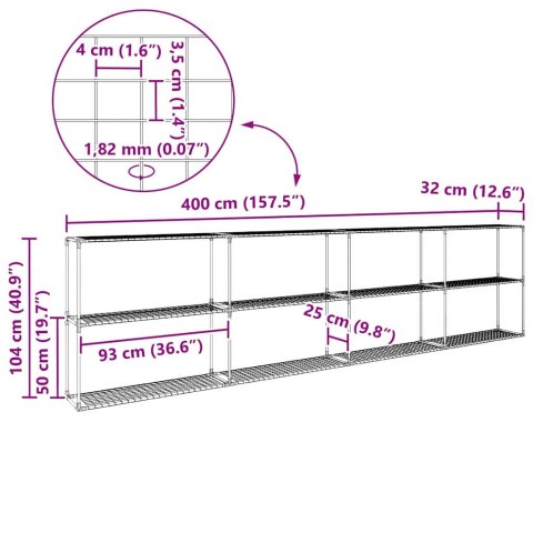 VidaXL 3-poziomowy stojak na rośliny Czarny 400 x 32 x 104 cm Stal