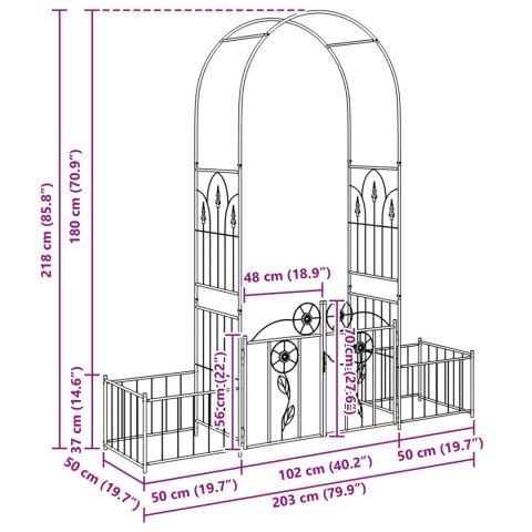 ŁUK OGRODOWY GŁADKI CZARNY 203X50X218CM