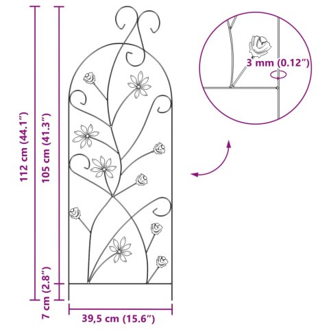 VidaXL Ogrodzenie Ogrodowe 3 pcs Czarny 112 x 40 cm Stal