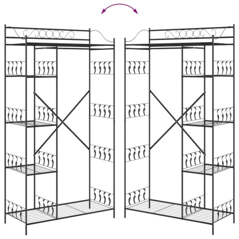VidaXL Otwy garderoba z półką Czarny 100 x 43 x 188 cm Stal