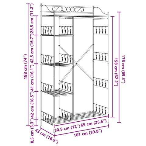 VidaXL Otwy garderoba z półką Czarny 100 x 43 x 188 cm Stal