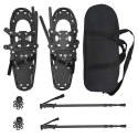 VidaXL Rakiety śnieżne 3 w 1 z kijami trekkingowymi Czarny 25 cali