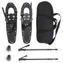 VidaXL Rakiety śnieżne 3 w 1 z kijami trekkingowymi Czarny 30 cali