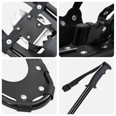 VidaXL Rakiety śnieżne 3 w 1 z kijami trekkingowymi Czarny 30 cali