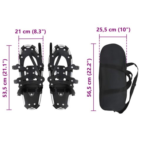 VidaXL Rakiety śnieżne 3 w 1 z kijami trekkingowymi Srebrny 21 cali