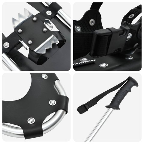 VidaXL Rakiety śnieżne 3 w 1 z kijami trekkingowymi Srebrny 21 cali