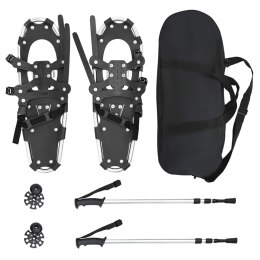 VidaXL Rakiety śnieżne 3 w 1 z kijami trekkingowymi Srebrny 25 cali