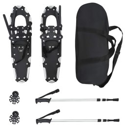 VidaXL Rakiety śnieżne 3 w 1 z kijami trekkingowymi Srebrny 30 cali