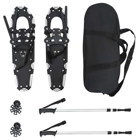 VidaXL Rakiety śnieżne 3 w 1 z kijami trekkingowymi Srebrny 30 cali