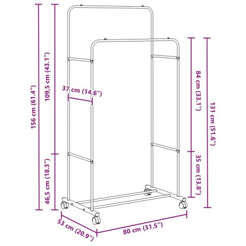 VidaXL Wieszak na Ubrania Gładki Biały