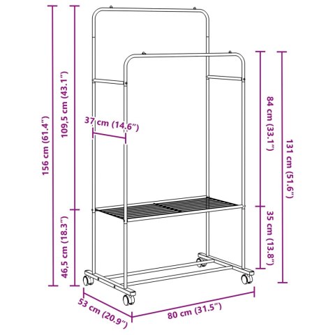 VidaXL Wieszak na Ubrania Gładki Czarny
