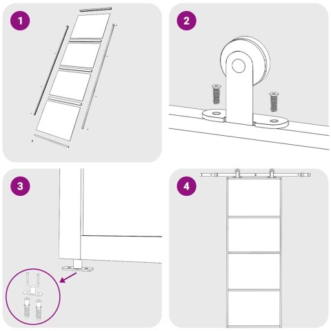 VidaXL Drzwi przesuwne, matowe szkło ESG i aluminium, 76x205 cm, białe