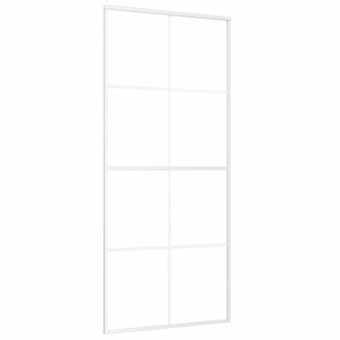 VidaXL Drzwi przesuwne, szkło ESG i aluminium, 90x205 cm, białe