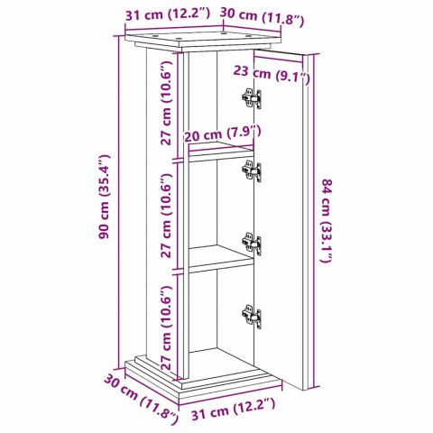 VidaXL Stojak na wyświetlanie z drzwiami Czarny Dąb 31 x 30 x 90 cm
