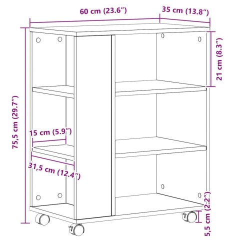 SZAFKA DO PRZECHOWYWANIA Z KOŁEM CZARNY DĄB 60X35X75CM