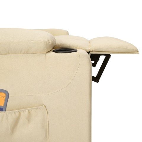VidaXL Elektryczny fotel masujący, kremowy, tkanina