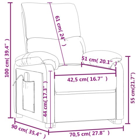 VidaXL Elektryczny fotel rozkładany, ciemnobrązowy, obity tkaniną