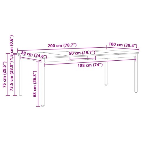 STÓŁ JADALNY BIAŁY 200X100X75CM LITE DREWNO SOSNOWE