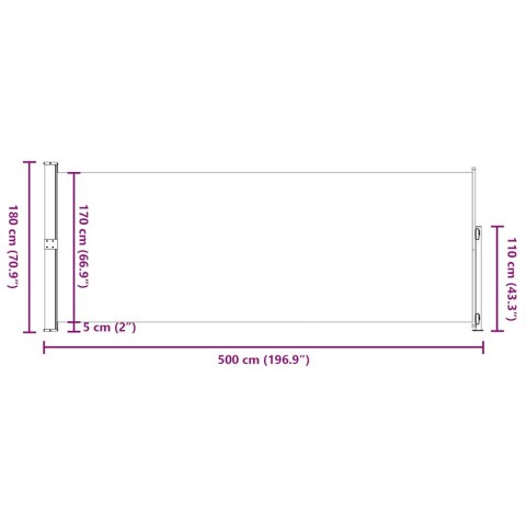 VidaXL Zwijana markiza boczna na taras, 180x500 cm, szara
