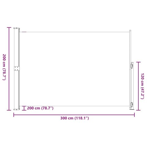 VidaXL Zwijana markiza boczna na taras, 200x300 cm, czarna