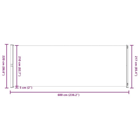 ZWIJANA MARKIZA BOCZNA NA TARAS 220X600CM CZARNA